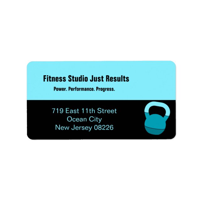 Fitness Studio Name Speciality Kettlebell Address Label (Front)