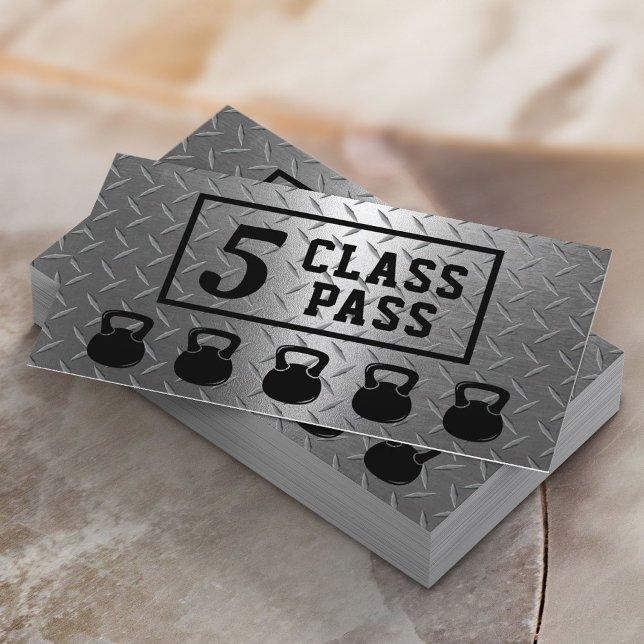Fitness Trainer 5 Class Pass Modern Metal Loyalty Card (Creator Uploaded)