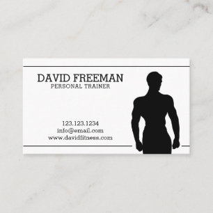 Fitness Trainer Black Modern Bodybuilding Coach  Business Card