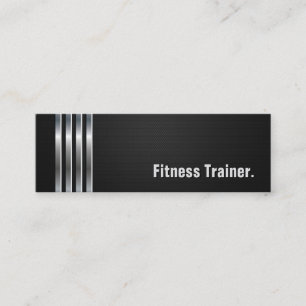Fitness Trainer - Black Silver Stripes Mini Business Card