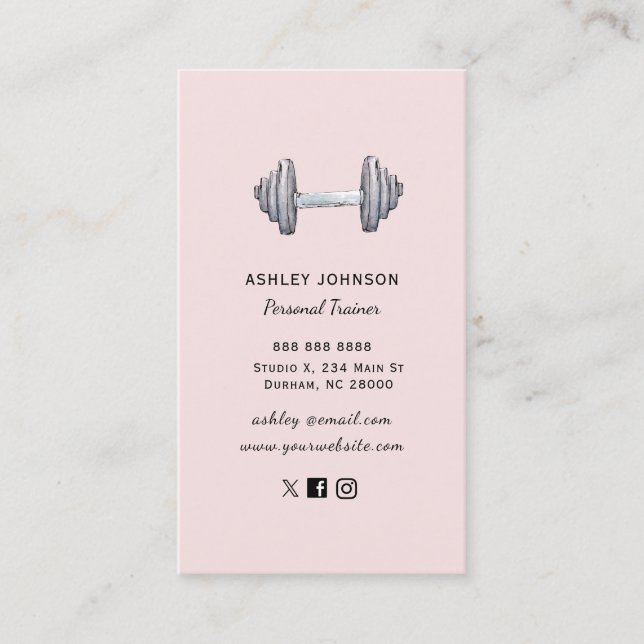 Fitness Trainer blush Business Card (Front)