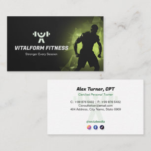 Fitness Trainer Business Black Muscle Business Card