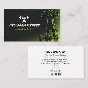 Fitness Trainer Business   Black Muscle Business Card
