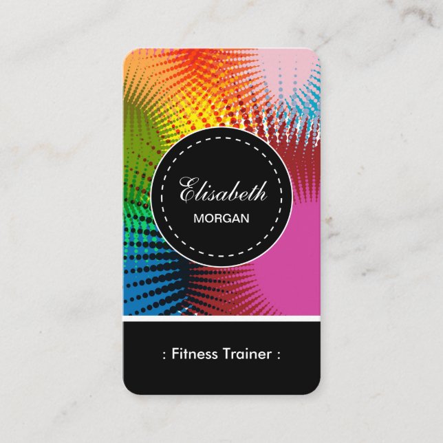 Fitness Trainer- Colourful Abstract Pattern Business Card (Front)