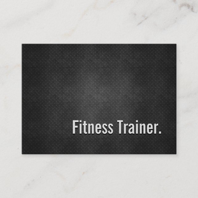Fitness Trainer Cool Black Metal Simplicity Business Card (Front)