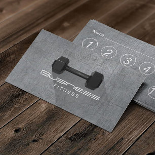 Fitness Trainer Dumbbell Metal Loyalty Punch Card