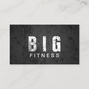 Fitness Trainer Grunge Metal Bold Text Business Card