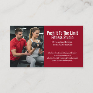 Fitness Trainer Helping a Client Business Card