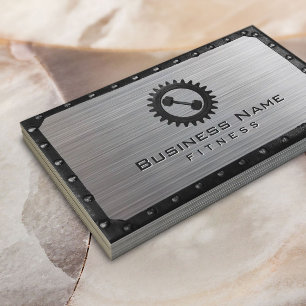 Fitness Trainer Industrial Metal Framed Faux Steel Business Card