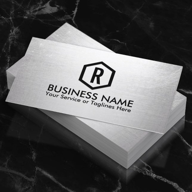 Fitness Trainer Modern Silver Monogram Business Card (Creator Uploaded)