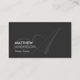 Fitness Trainer - Modern Swash Monogram Business Card