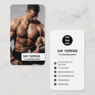 Fitness Trainer Photo & Logo Social Media Icons Business Card