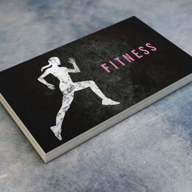 Fitness Trainer Running Girl Professional Business Card (Creator Uploaded)