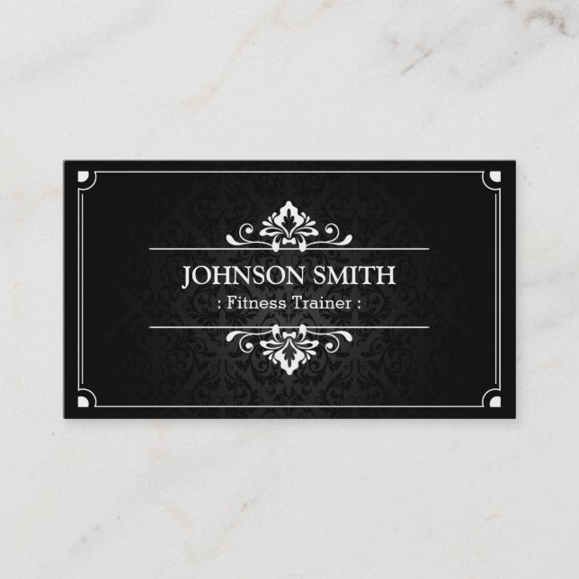 Fitness Trainer - Shadow of Damask Business Card (Front)