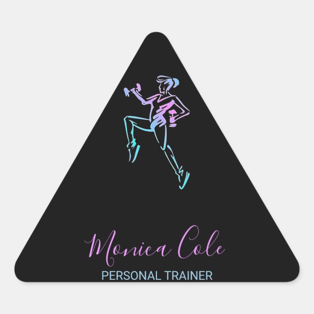 Fitness trainer silhouette black triangle sticker (Front)