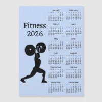 Fitness Weight Lifting 2026 Calendar Magnetic Card