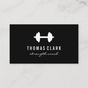 Fitness Weight Simple Black and White Business Card