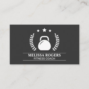 Fitness Weight Simple Black and White Business Card