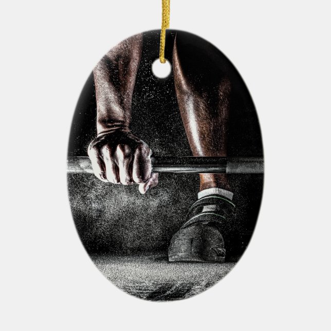 Fitness Weightlifting Gym Workout Ceramic Tree Decoration (Front)