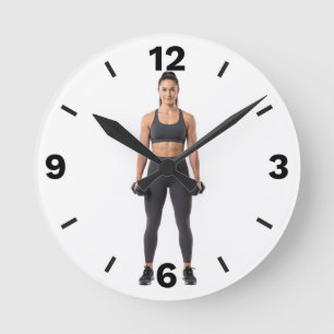 Fitness Woman Workout Gym Exercise Training Round Clock