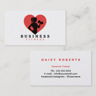 Fitness Women Lifting Weight Logo Personal Trainer Business Card