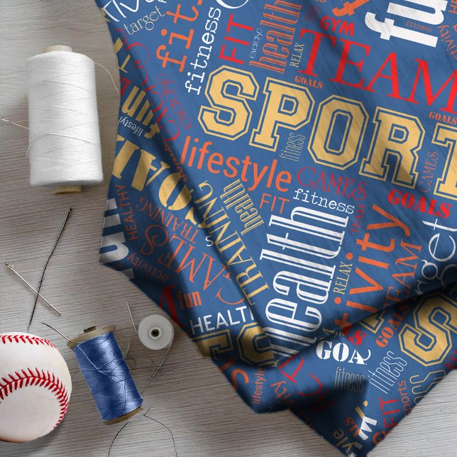 Fitness Word Cloud Red/White ID284 Fabric (Creator Uploaded)