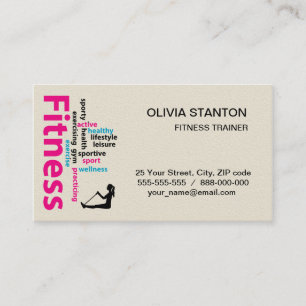 Fitness words business card