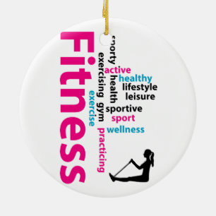 Fitness words ceramic tree decoration