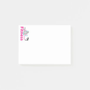 Fitness words post-it notes