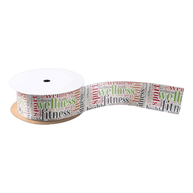 Fitness words satin ribbon (Spool)
