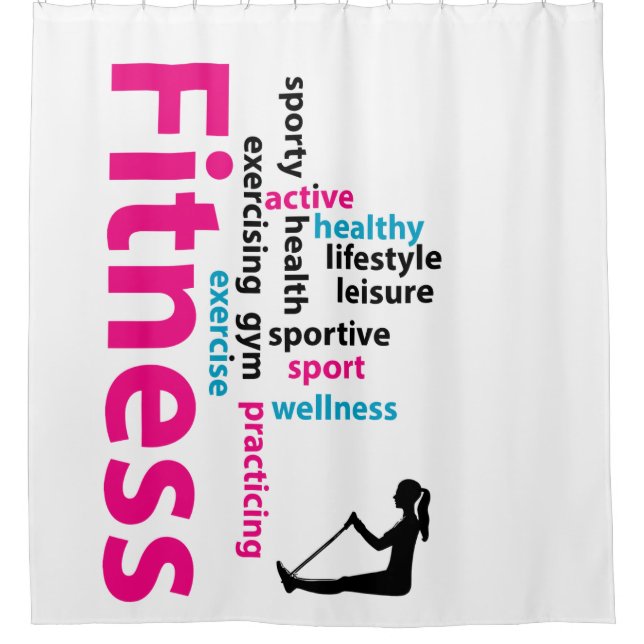 Fitness words shower curtain (Front)
