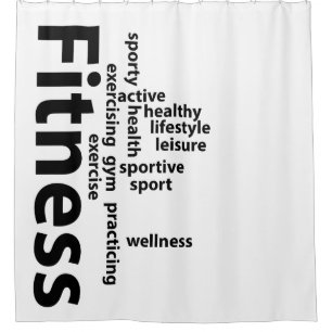 Fitness words shower curtain
