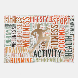 Fitness words tea towel