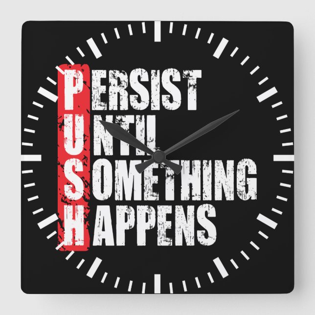 Fitness Workout Gym Motivation - Push Square Wall Clock (Front)