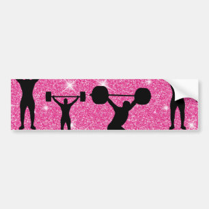 Fitness Workout Gym Sport Pink Glitter Bumper Sticker