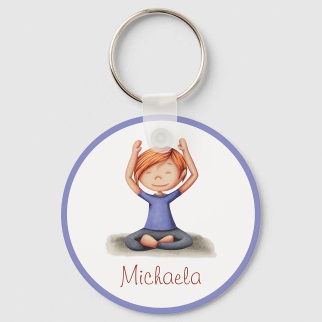 Fitness Yoga Teacher Meditating Girl Key Ring (Front)
