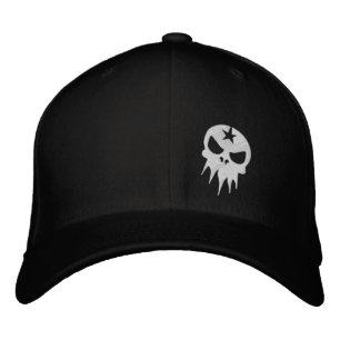 Fitted Embroidered Skull Hat