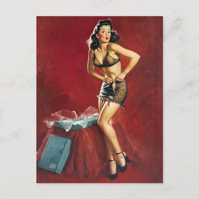 Fitting Pin Up Postcard (Front)