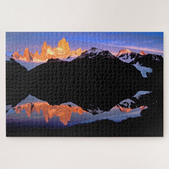 Fitz Roy Group Reflected in Glacial Lakes Jigsaw Puzzle (Horizontal)