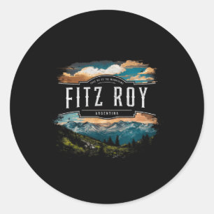 Fitz Roy Mountains Argentina Hiking Outdoors Vinta Classic Round Sticker
