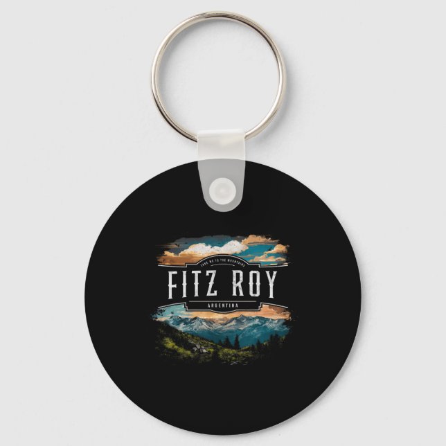 Fitz Roy Mountains Argentina Hiking Outdoors Vinta Key Ring (Front)