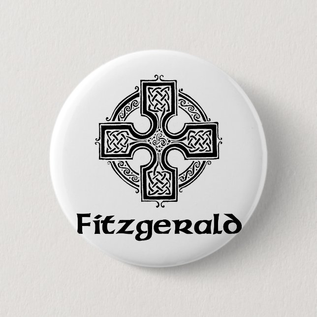 Fitzgerald Celtic Cross 6 Cm Round Badge (Front)