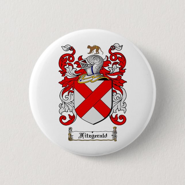 FITZGERALD FAMILY CREST -  FITZGERALD COAT OF ARMS 6 CM ROUND BADGE (Front)