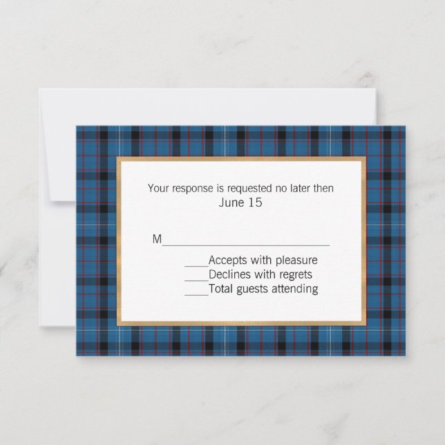Fitzgerald Tartan Plaid Wedding RSVP Card (Front)