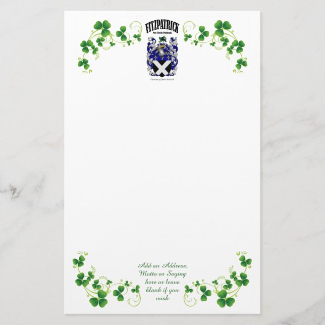 Fitzpatrick Headed Notepaper Stationery (Front)