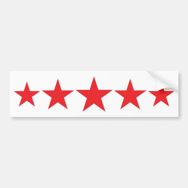 five 5 red stars deluxe bumper sticker (Front)