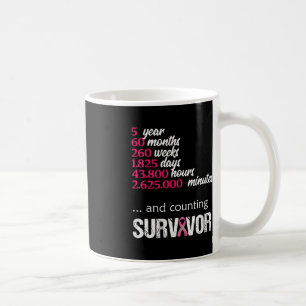 Five 5 Year Survivor Breast Cancer Awareness Gift Coffee Mug