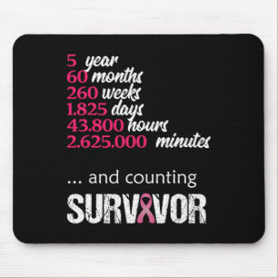 Five 5 Year Survivor Breast Cancer Awareness Gift Mouse Pad