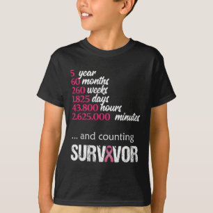 Five 5 Year Survivor Breast Cancer  Awareness Gift T-Shirt