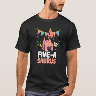 Five A Saurus Dinosaur  Cute Kiddo Apatosaurus T-Shirt